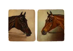 Alfred Wheeler, Horse Portraits, oil on board 22.5cm x 19cm