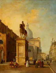 Edward Pritchett, The Campo Dei SS Giovanni E Paolo, Venice with the Monument to Bartolomeo Colleoni by Verrocchio, oil on canvas