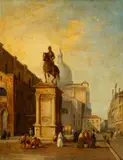Edward Pritchett, The Campo Dei SS Giovanni E Paolo, Venice with the Monument to Bartolomeo Colleoni by Verrocchio, oil on canvas