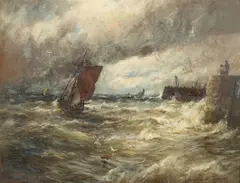 Gustave de Breanski, Ship in a Rough Sea, oil on canvas