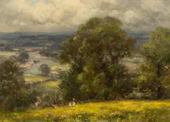 Owen Bowen, Extensive Landscape with Distant River, oil on canvas
