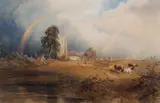 Copley Fielding, Rainbow over a Rural Church