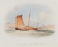 George Weatherill, Fishing Boats off Whitby Harbour, watercolour