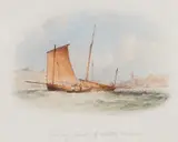 George Weatherill, Fishing Boats off Whitby Harbour, watercolour