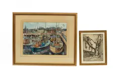 Robert Hardie Condie, Pittenweem Harbour, pen, ink and watercolour