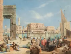 Edward Pritchett, The Doge’s Palace Venice from the Dogana, watercolour