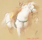 Raoul Millais, Deer Pony in the Wind, pastel on card
