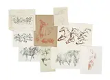 Raoul Millais, Studies of a Greyhound, red chalk