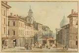 Victor-Jean Nicolle, Vue de la Place du Guetto ... a Rome, watercolour