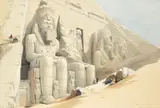 David Roberts, The Great Temple of Aboo Simble, Nubia, colour lithograph by I. Haghe, published 1846 by FG Moon