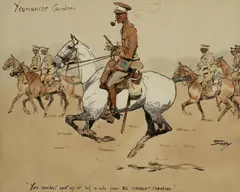 "Snaffles" Charles Johnson Payne, Yeomanree Cavalree, part titled in watercolour