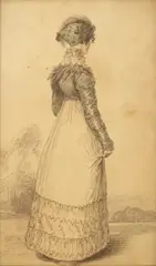 William Hopwood, Lady in Blucher Bonnet & Spencer, engraving