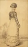 William Hopwood, Lady in Blucher Bonnet & Spencer, engraving