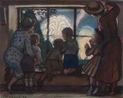 Fireworks at Pinfarthings, Amberley by Edward Raymond Payne, pastel, sold Jun 2026
