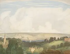 Henry Payne, View over Woodchester, watercolour