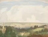 Henry Payne, View over Woodchester, watercolour