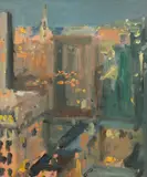 Arthur Neal, Lighting Up Time, Barbican, oil on board