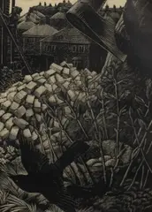 Charles Tunnicliffe, The Land was Sold and the Trees Were Cut Down, woodcut