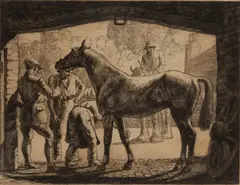 Charles Tunnicliffe, The Smithy Doorway, etching