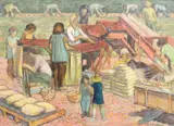 Arthur East Broadbent, Sorting Potatoes, oil on canvas