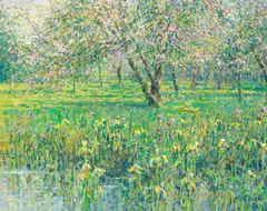 Charles Neal, The Garden at the Old Post Office, Redcomb, oil on canvas