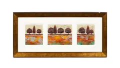 Kerry Darlington, Triptych Landscape with Trees, mixed media, each panel 28cm x 23cm