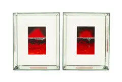 Stella Parslow, Two abstract scenes, acrylic and mixed media, each 32cm x 21cm