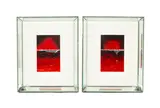 Stella Parslow, Two abstract scenes, acrylic and mixed media, each 32cm x 21cm