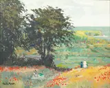 John Myatt, The Coast Beyond Trouville, hand-embellished giclée print on canvas