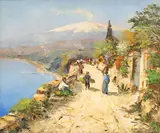 Carl Christian Bowedt, Mount Etna, oil on canvas