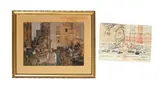 Arthur Ballard, Street Scene, gouache, watercolour and pencil