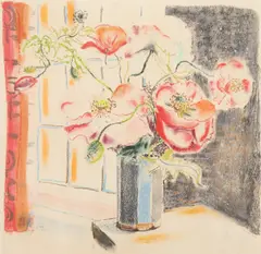 Joan Warburton, Still Life of Poppies, pastel on paper