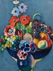 Boris Smirnoff, Still Life of Flowers and Fruit, oil on canvas