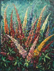 Peter van den Braken, Lupins, oil on canvas