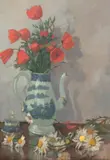 Ken Symonds, Still Life of Poppies, oil on board