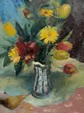 Noel Slaney, Spring Flowers, oil on board
