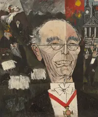 Willie Rushton, Caricature of Sir Alec Douglas-Home KT, 14th Earl of Home (1903-1995), oil or acrylic on canvas