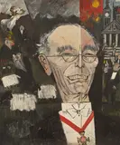 Willie Rushton, Caricature of Sir Alec Douglas-Home KT, 14th Earl of Home (1903-1995), oil or acrylic on canvas