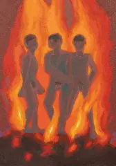 John Newberry, Burning Fiery Furnace, oil on board