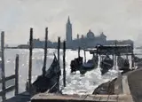 Ken Howard, San Giorgio, Midday Light, oil on board