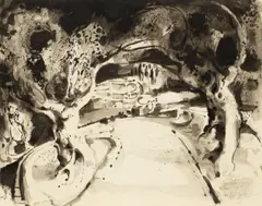 Michael Ayrton, Rainstorm on Paxos, 1963, black ink and brush