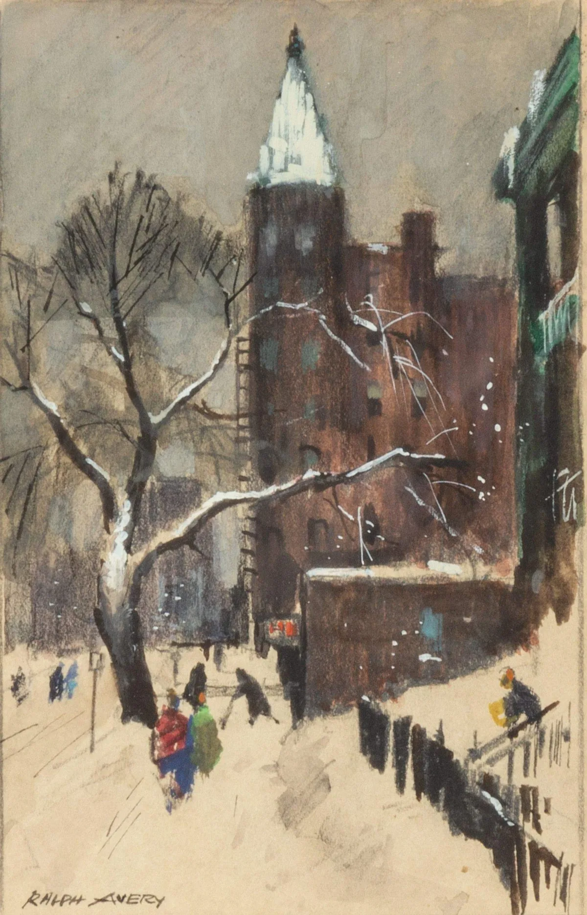 Untitled by Ralph Avery, Watercolor gouache, sold Jun 2021