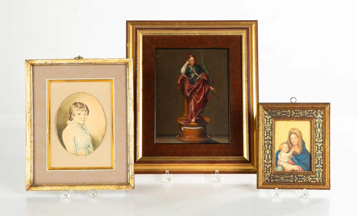 Three Paintings, Untitled, Two watercolor/gouache and one oil on copper