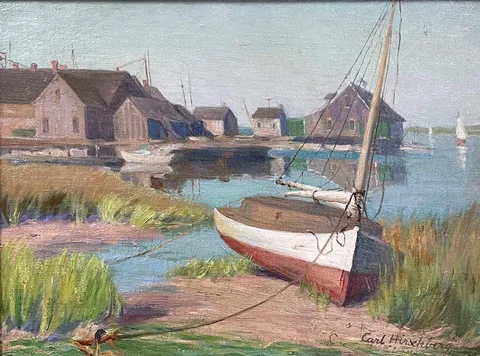 Carl Hirschberg, New England Costal Scene, Oil on canvas