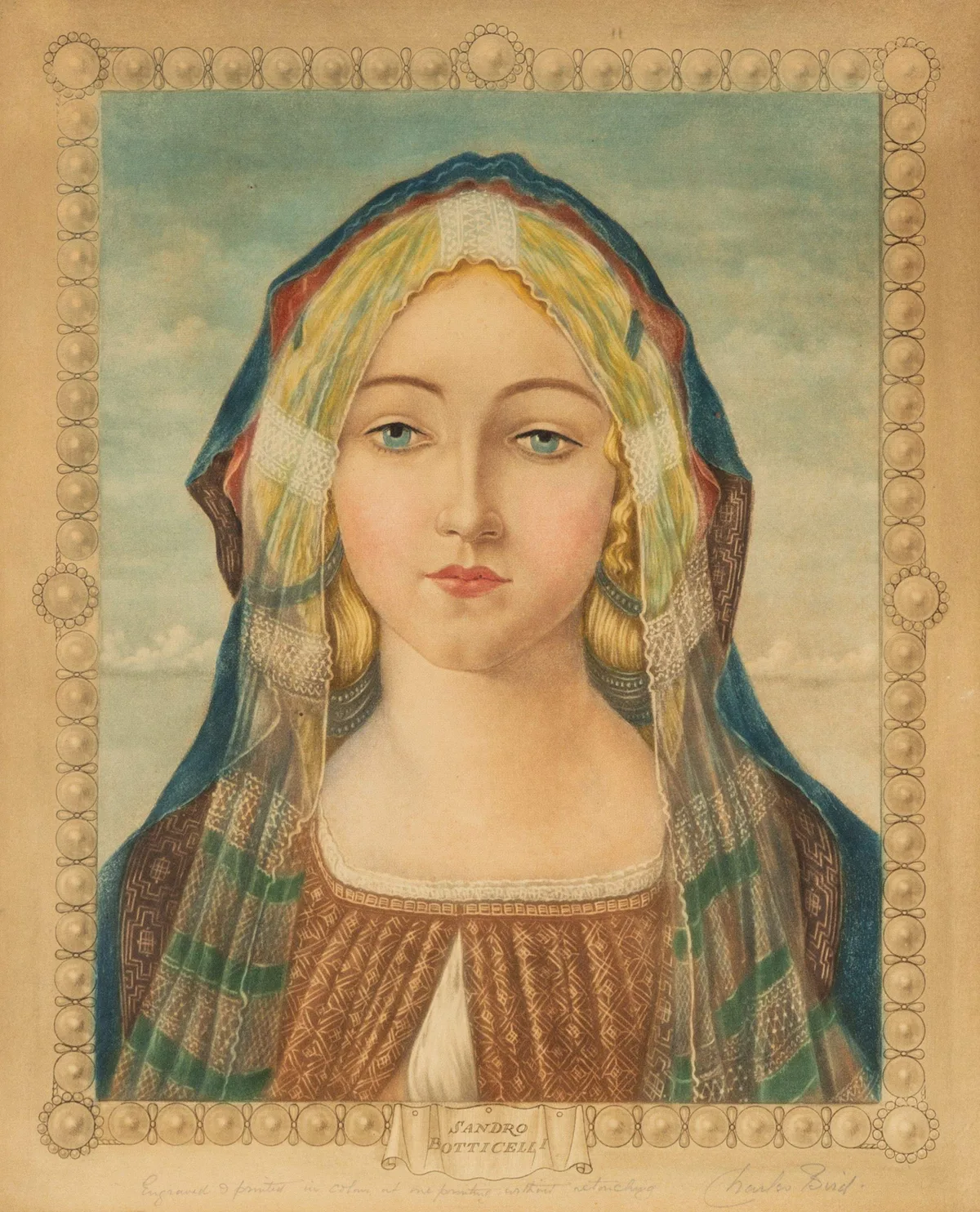 Charles Bird, Sandro Botticelli, Madonna, Etching