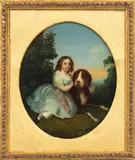Franz Xaver Winterhalter, Portrait of Mlle Virginie De Sainte-Aldegonde with Her Mastiff, 1850, Oil Tin