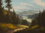 Ludwig Muninger, Alpine Lake in the Spring, circa 1980-90, Oil on Canvas