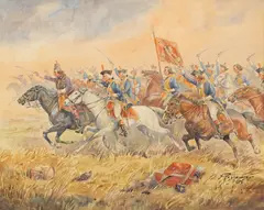 Stephan Pajaczkowski, Polish General Kazimierz Pulaski's Charge at the Battle of Brandywine, 1957, Watercolor on Wove Paper