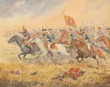 Stephan Pajaczkowski, Polish General Kazimierz Pulaski's Charge at the Battle of Brandywine, 1957, Watercolor on Wove Paper