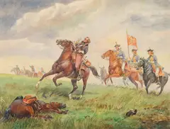 Stephan Pajaczkowski, Polish General Kazimierz Pulaski and His Lancers, 1954, Watercolor on Wove Paper